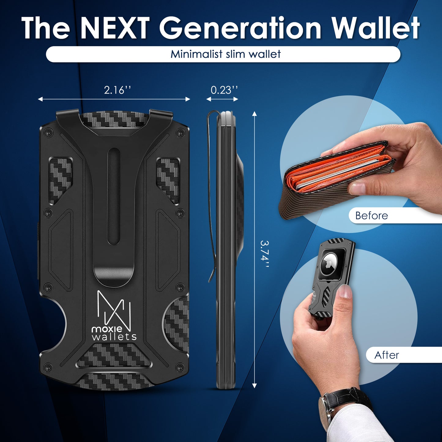 Tactical Wallet Money Clip RFID Blocking ID Card Holder Men Gift Idea No Airtag