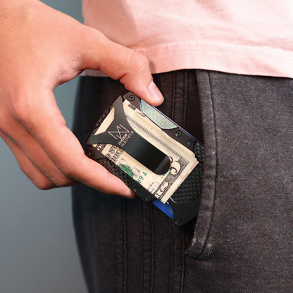 Tactical Wallet Carbon Fiber Money Clip RFID Blocking ID Credit Card Holder